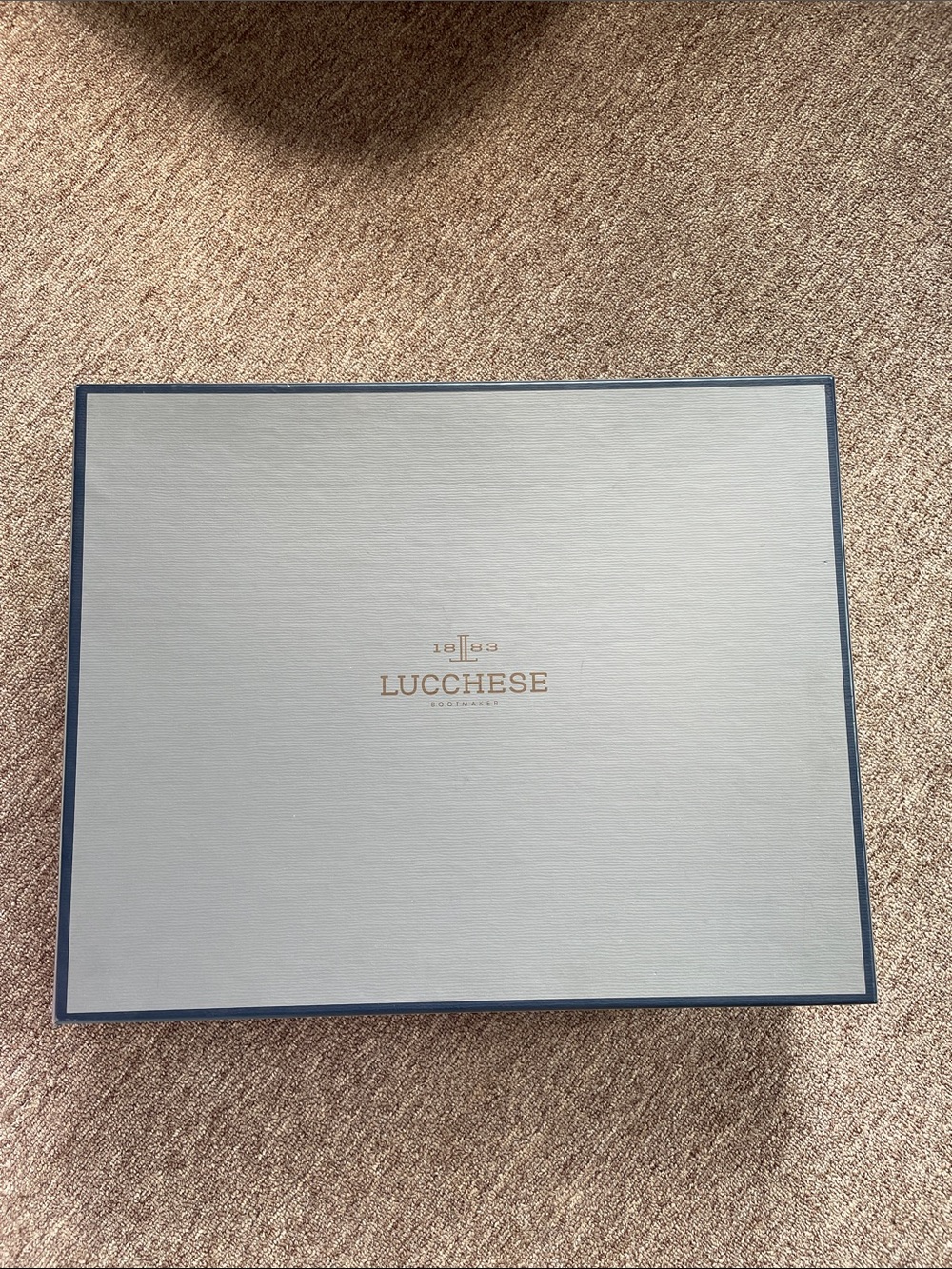 Lucchese Light Blue and Navy Presentation Box with Gold Logo